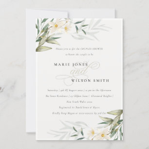 Rustic White Greenery Floral Couples Shower Invite Bedankkaart
