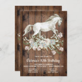 Rustic White Horse Invitation de fête d'anniversai (Devant / Derrière)