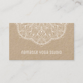 Rustic White Mandala Yoga Studio Instructor  Visitekaartje