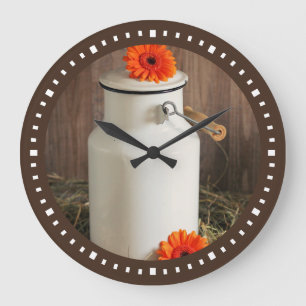 Rustic White Milk Jug met Flowers Grote Klok