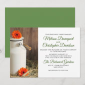 Rustic White Milk Jug met Flowers Wedding Kaart (Voorkant / Achterkant)