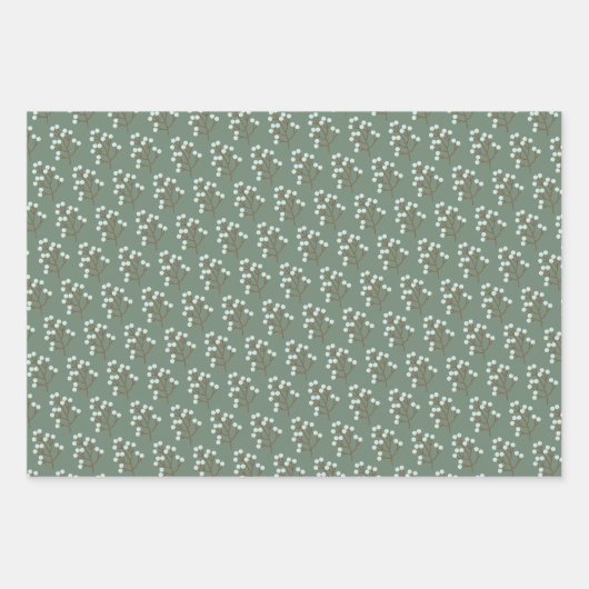 Rustic White Poinsettia en Greenery Inpakpapier Vel (Voorkant 3)