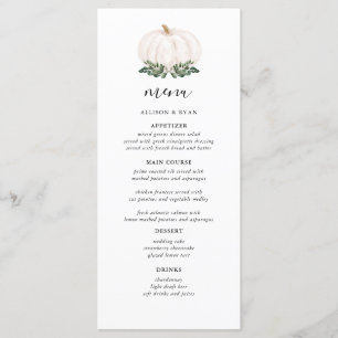 Rustic White Pumpkin Wedding Menus