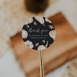 Rustic White Pumpkins Herfst Baby shower Hartelijk Ronde Sticker