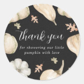 Rustic White Pumpkins Herfst Baby shower Hartelijk Ronde Sticker (Voorkant)