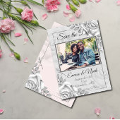 Rustic White Rose Modèle photo Enregistrer la date