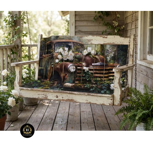 Rustic White Rose Truck Decoupage Tissuepapier