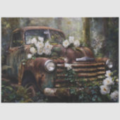 Rustic White Rose Truck Decoupage Tissuepapier (Voorkant)