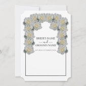 Rustic White Roses Wedding Invitations Kaart (Achterkant)