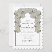 Rustic White Roses Wedding Invitations Kaart (Voorkant)