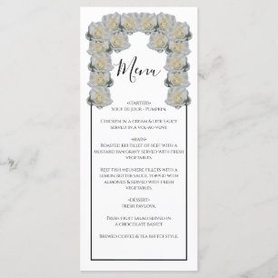 Rustic White Roses Wedding Menu