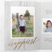 Rustic White Wash Wood Drievoudig Holiday Fotokaar Drieluik Uitnodiging (Binnenzijde eerst)