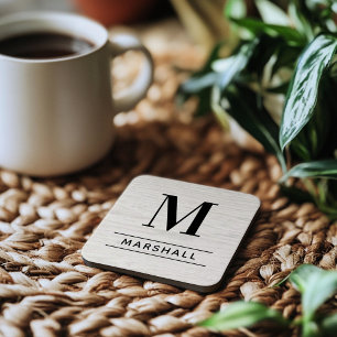 Rustic White Washing Wood Custom Monogram Initiaal Bier Onderzetter