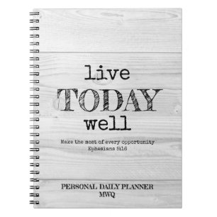 Rustic White Wood LIVE VANDAAG GOED Personal Plann Notitieboek