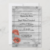 Rustic White Wood Poppy Flowers Wedding Kaart (Voorkant)
