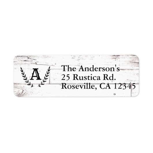 Rustic White Wood Shabby Chic Laurel Wedding Etiket (Voorkant)