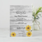 Rustic White Wood Sunflower Wedding Kaart (Staand voorkant)