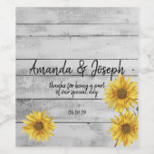 Rustic White Wood Sunflower Wijn Etiket (Enkel label)