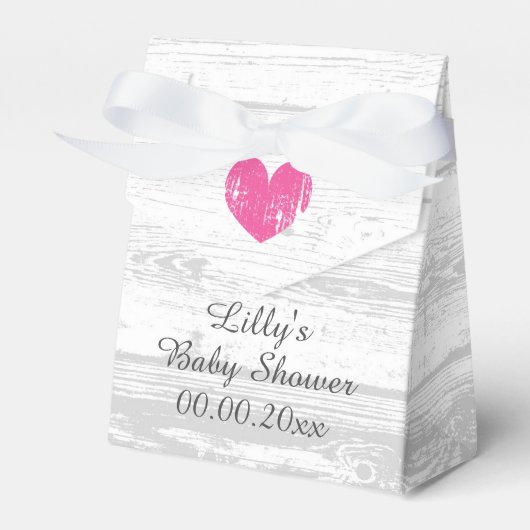 Rustic white wood's baby shower party bedankdoosjes (Voorkant Zijde)