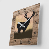 Rustic Whitetail Deer Vierkante Klok (Hoek)