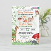 Rustic Wild Animals Baby shower Kaart (Staand voorkant)