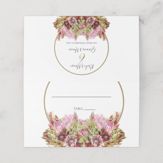 Rustic Wild Flower Bouquet Wedding Place Card (Buitenkant ongevouwen)