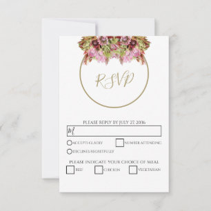 Rustic Wild Flower Bouquet Wedding RSVP Kaartje