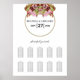 Rustic Wild Flower Bouquet Wedding Seating Chart Poster