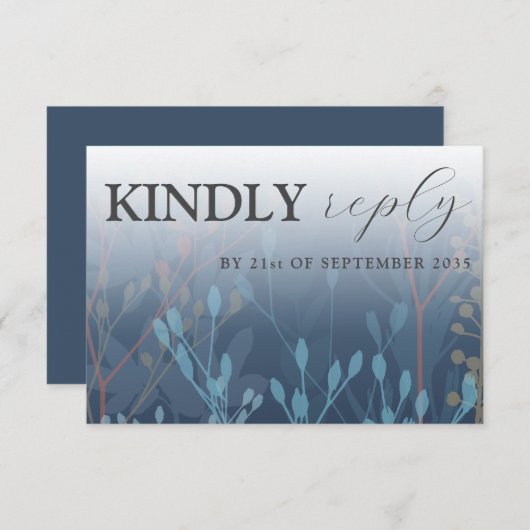 Rustic Wild Grasses Blue RSVP Wedding (Voorkant / Achterkant)