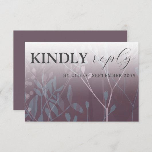 Rustic Wild Grasses Dark Plum RSVP Wedding (Voorkant / Achterkant)