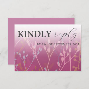 Rustic Wild Grasses Donkerroze RSVP Weddenschap