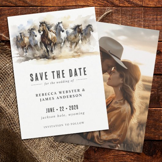 Rustic Wild Horses Ranch Equestrian Photo Weddensc Save The Date