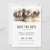 Rustic Wild Horses Ranch Equestrian Photo Weddensc Save The Date (Voorkant)