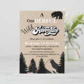 Rustic Wild One Adventure First Birthday Party Kaart (Staand voorkant)