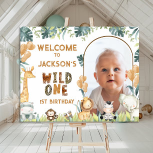 Rustic Wild One Safari 1er Affiche de bienvenue d'