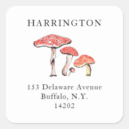 Rustic Wilde paddenstoelen Handtekening adres Vierkante Sticker