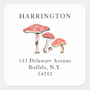 Rustic Wilde paddenstoelen Handtekening adres Vierkante Sticker