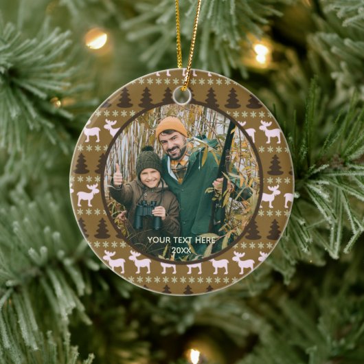 Rustic Wilderness, Brown, Two Photo, Two Sided Keramisch Ornament (Boom)