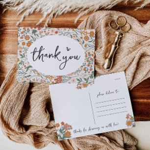 Rustic Wildflower Baby shower Briefkaart