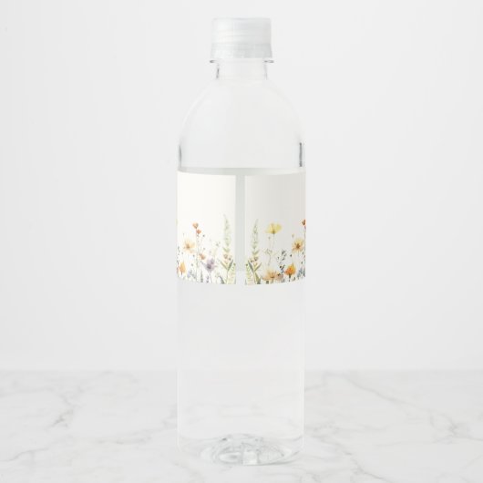 Rustic Wildflower Baby shower Water Bottle Label Waterfles Etiket (Achterkant)