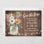 Rustic Wildflower Barn Wood Country Foto bruiloft Save The Date (Voorkant)