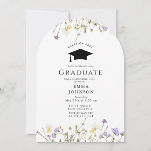 Rustic Wildflower Boho Afstudeerfeest Kaart