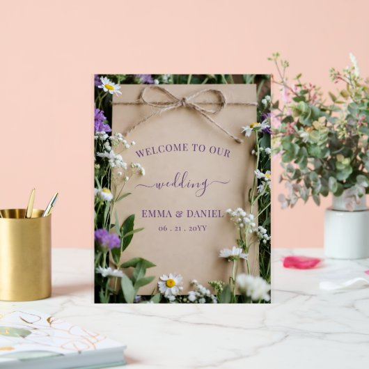 Rustic Wildflower Botanical Wedding Welcome sign (Mariage)