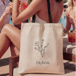 Rustic Wildflower Bridesmaid Name Canvas tas