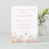 Rustic Wildflower Dusty Pink Meadow Wedding Kaart (Staand voorkant)