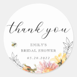 Rustic Wildflower en Vrijgezellenfeest van bijen D Ronde Sticker