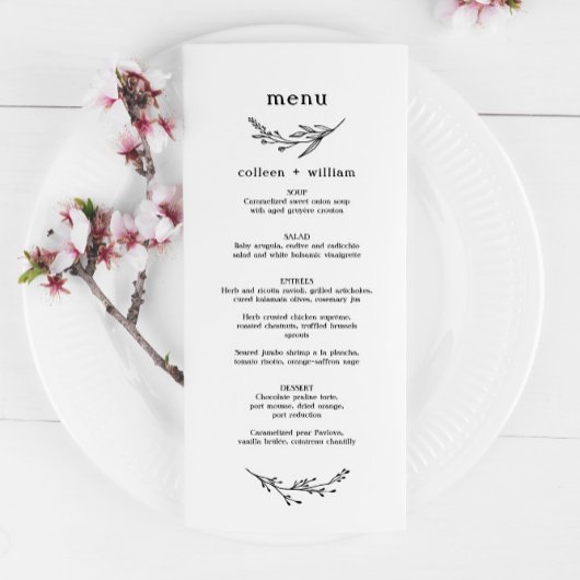 Rustic Wildflower Folk Wedding Menu
