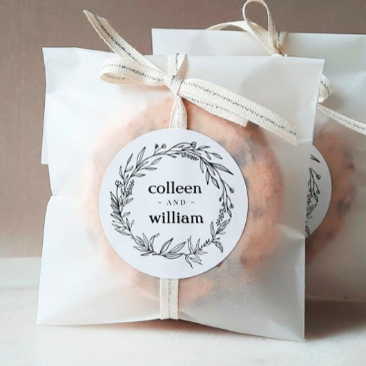 Rustic Wildflower Folk Wedding Ronde Sticker