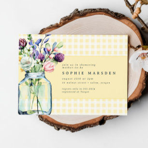 Rustic Wildflower Mason Jar Picnic Baby shower Kaart