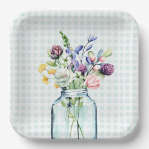Rustic Wildflower Mason Jar Picnic Baby shower Papieren Bordje